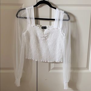 Mesh long sleeve crop top